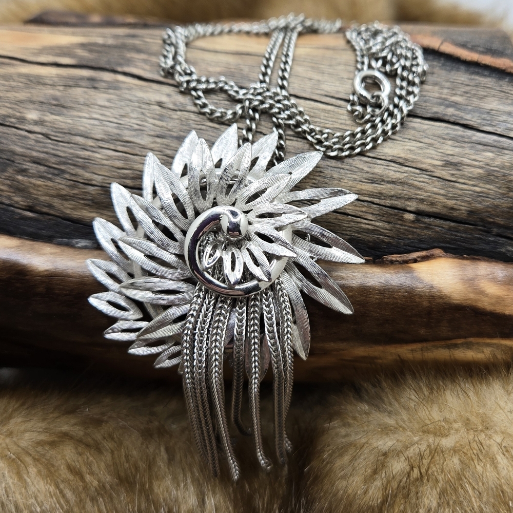 Park Lane Brooch or Pendant Silver Tone Spiral Design with Silver Tone Chain